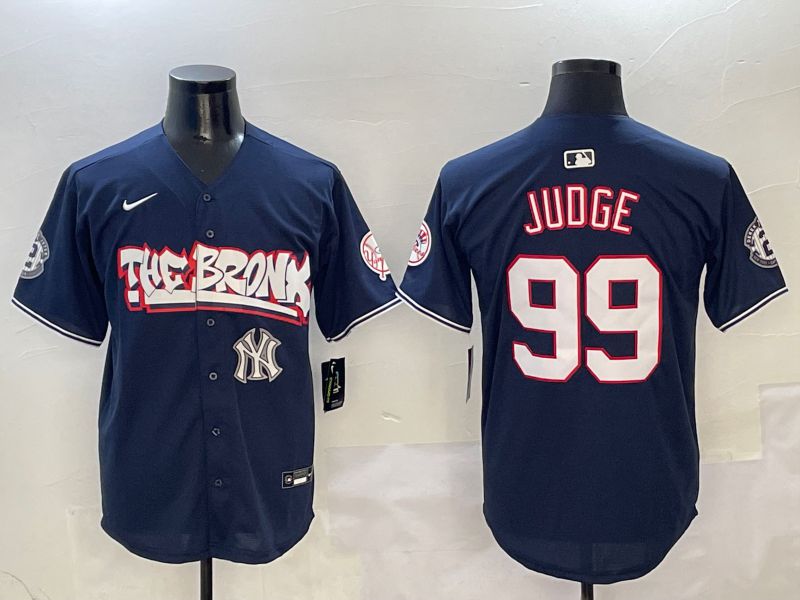 Men New York Yankees 99 Judge Drak Blue four generations Joint Name 2025 Nike MLB Jersey style 4118
